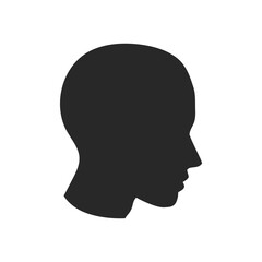 Human head profile silhouette. Black human head icon isolated on white background. Vector illustration