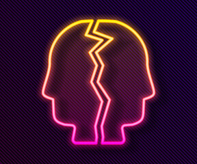 Glowing neon line Bipolar disorder icon isolated on black background. Vector