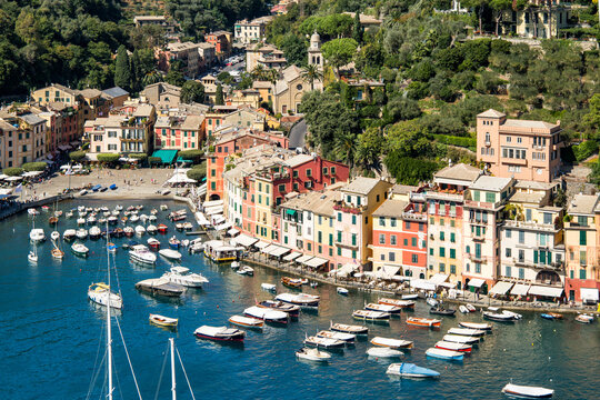 Portofino harbour in summer, Genoa, Italy