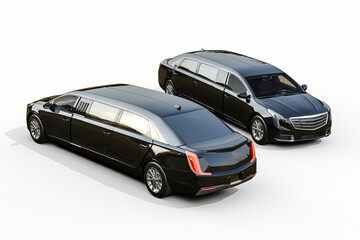 3d render of luxury limousine on white background © DigitalGenetics
