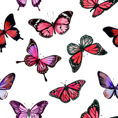 geometric seamless pattern of watercolor delicate pink flowers, leaves

geometric seamless pattern of watercolor pink butterflies