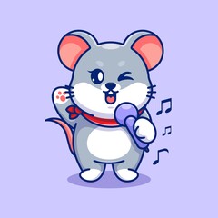 Cute mouse singing cartoon design