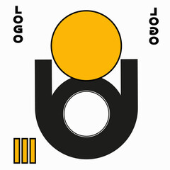 Vintage logo. Retro logotype. Geometric concept. Graphic figures. Label for business.