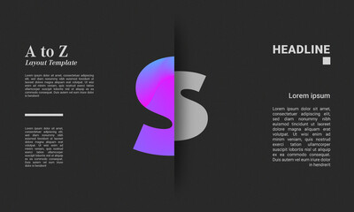 Sliced letter s alphabet colourful gradient poster layout letters abc ABC