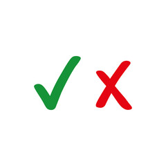 Yes and no sign icon, check mark and cross. Vector illustration eps 10