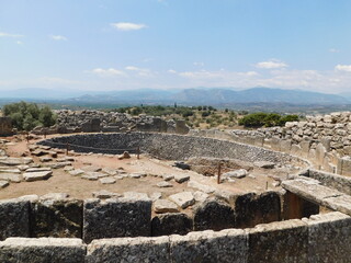 A circular burial enclosure inside the ancient prehistoric citadel of Mycenae