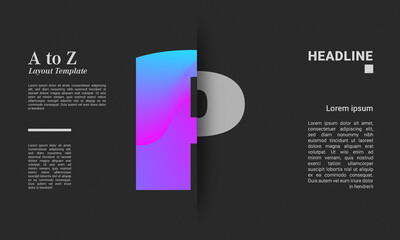Sliced letter p alphabet colourful gradient poster layout letters abc ABC