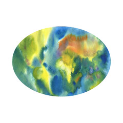 Abstract geographical map in watercolor. World globe day. Map template hand drawing for poster, web design, cover design, postcard, geography copo book, tekstil bag, factory, icon