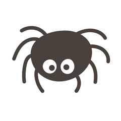 Cute black spider cartoon character. Vector illustration for halloween.