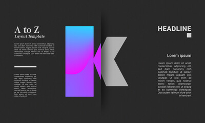 Sliced letter K alphabet colourful gradient poster layout letters abc ABC