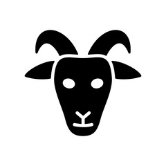 Goat vector flat glyph icon. Animal head sign