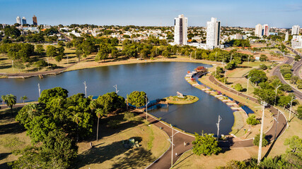 Aerial view of the Parque das Nações Indígenas. Campo Grande, Mato Grosso do Sul, Brazil