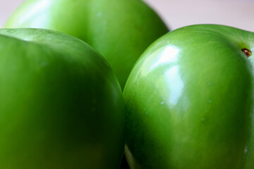 close-up organic and fresh green plum