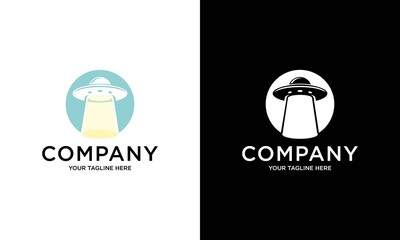 Ufo vector flying saucer icon isolated on white background. Ufo logo or label design template. UFO day poster