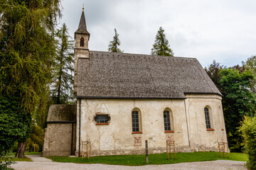 Fototapeta na wymiar Exterior of the former parish church St Mariah at Herrenchiemsee island in Bavaria, South Germany, Europe
