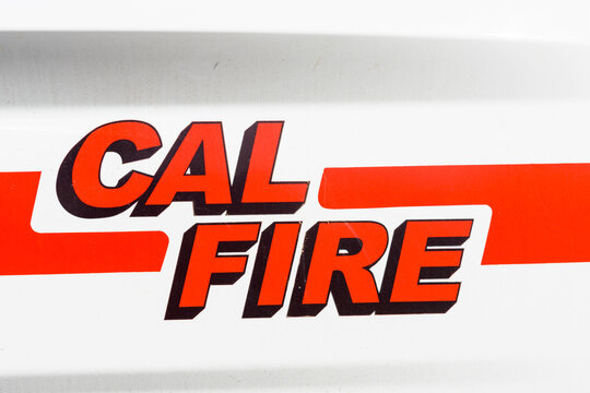 CAL FIRE sign on service vehicle of California Department of Forestry and Fire Protection. - Santa Cruz, California, USA - 2021