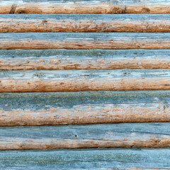 texture of old wooden logs with picturesque knots as a natural background