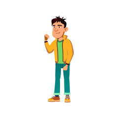 smiling boy beckoning with hand cartoon vector. smiling boy beckoning with hand character. isolated flat cartoon illustration