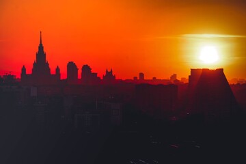 Obraz premium city skyline at sunset