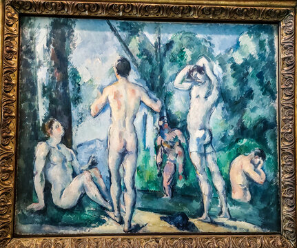 Painting "Bathers" by Paul Cezanne. The State Hermitage museum. General Staff building. Saint Petersburg, Russia.