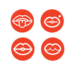 Lips, mouth line icon set