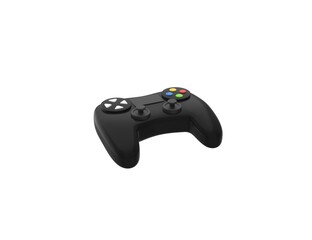 Wireless black Gamepad or Joypad controller isolated white background. © Natty Blissful
