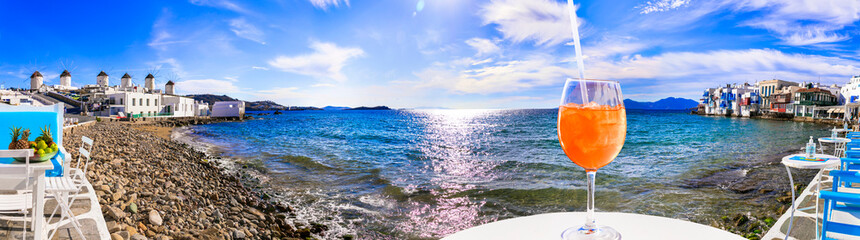 Luxury summer holidays in Greece, Mykonos island. 