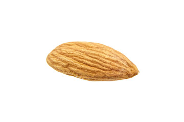 Single almond nut isolated on white background