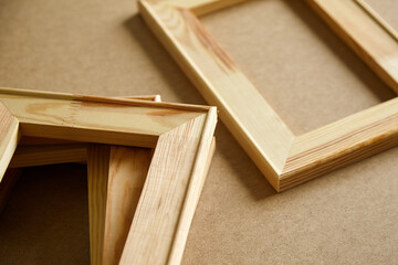 Stretcher bars. Stacked wooden frames
