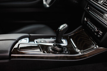 Automatic gear stick of a modern prestigious car.