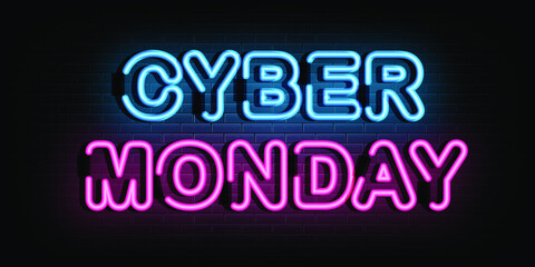 Cyber monday neon sign vector. neon symbol
