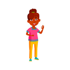 smiling girl teen showing ok gesture cartoon vector. smiling girl teen showing ok gesture character. isolated flat cartoon illustration