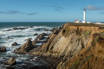 Fototapeta na wymiar Coast Guide - The Point Arena Light has guided Pacific mariners since 1870. Point Arena, California, USA