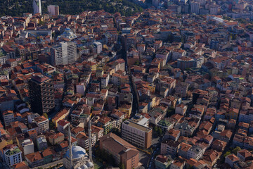 Aerial view of the city of Istanbul, Bosphorus and Golden Horn, on a sunny summer day.