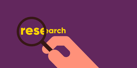 Research. Simple vector flat illustration. Background for social media, poster, banner.