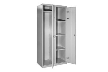 White lockers for locker room. Change room metal box