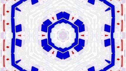 3d render. Abstract white science fiction background. Symmetrical geometric pattern like mandala with multi-colored inserts on matt white glass. Pattern like sci-fi sketch. Creative design bg.