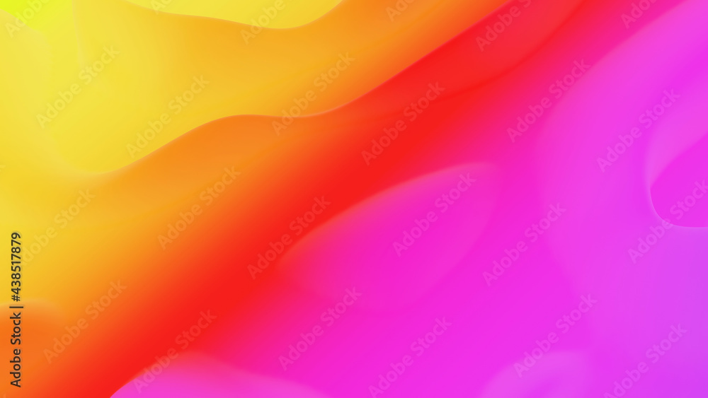 Poster 3d render. abstract fantastic background, liquid gradient of paint with internal glow forms hills or