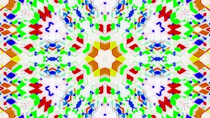 3d render. Abstract white science fiction background. Symmetrical geometric pattern like mandala with multi-colored inserts on matt white glass. Pattern like sci-fi sketch. Creative design bg.