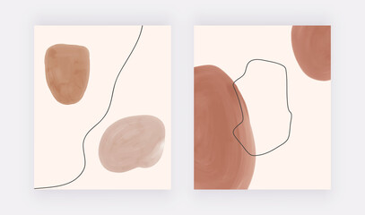 Mid century wall art prints with nude shapes and black lines