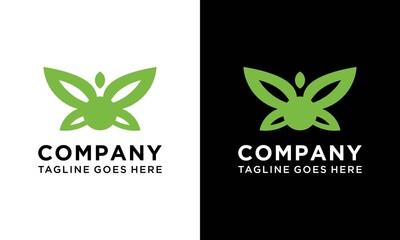 Minimalist elegant leaf and butterfly logo design.