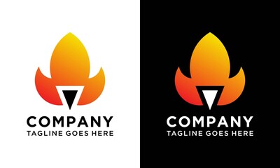 Fire logo or icon triangle  design template