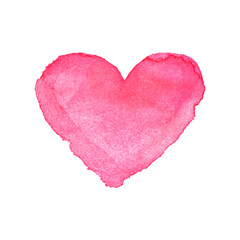 Heart icon. Watercolor painted pink heart. Vector design.