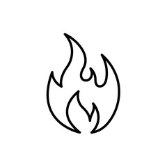 fire outline thin symbol, dark on white background, logo editable, creative template