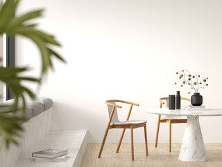 Minimalist Interior of modern living room 3D rendering