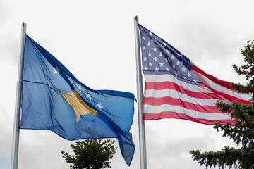 Flag of internationally unrecognized fake countries Kosovo and USA America