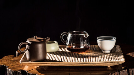 tea tray for the Wagatabon tea ceremony. wood carving