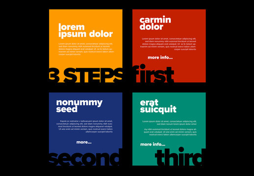 Color Square Infographic Steps Template