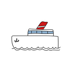 Colored sea ship using doodle art