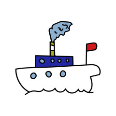 Colored sea ship using doodle art